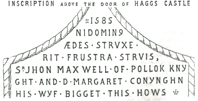 Inscription above the door of Haggs Castle