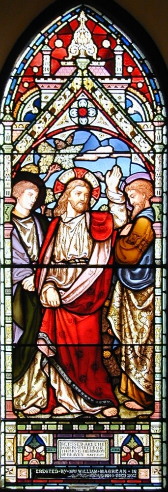 Jesus with two disciples St. Matthew 5 v 3 â€œBlessed are the poor in spirit: For theirs is the Kingdom of Heaven.â€